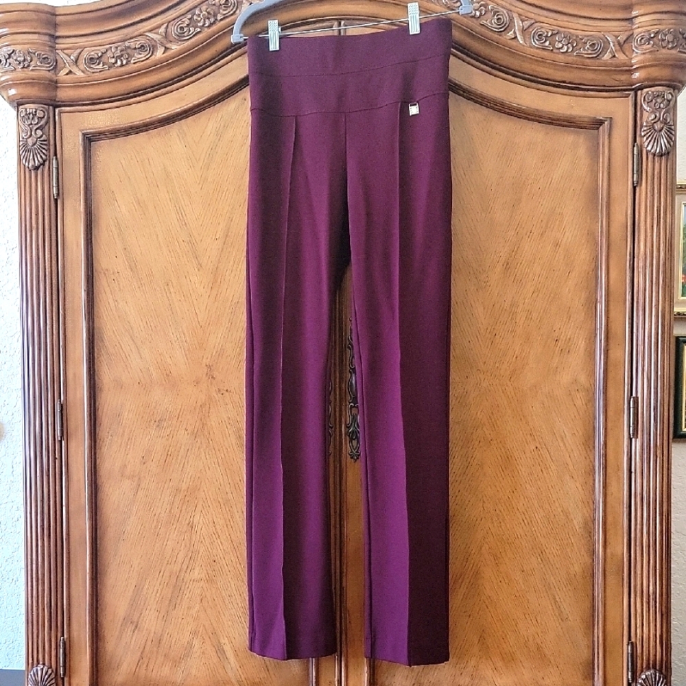 NWOT - Anne Klein High Rise Pull-Up Burgundy / Maroon Pants Size Small Tall